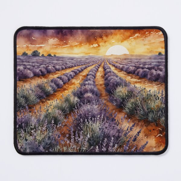 Item preview, Lavender Field Sunset Watercolor Painting designed and sold by RawNaturePrints.