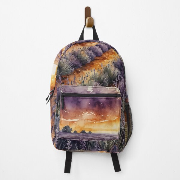 Item preview, Lavender Field Sunset Watercolor Painting designed and sold by RawNaturePrints.