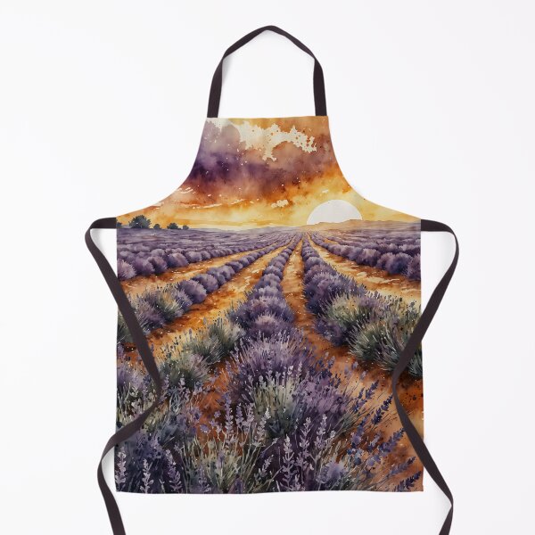 Item preview, Lavender Field Sunset Watercolor Painting designed and sold by RawNaturePrints.