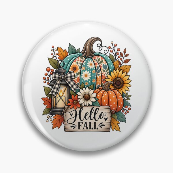 Item preview, Hello Fall Patterned Pumpkin – Rustic Autumn Harvest Design designed and sold by afr-saad.