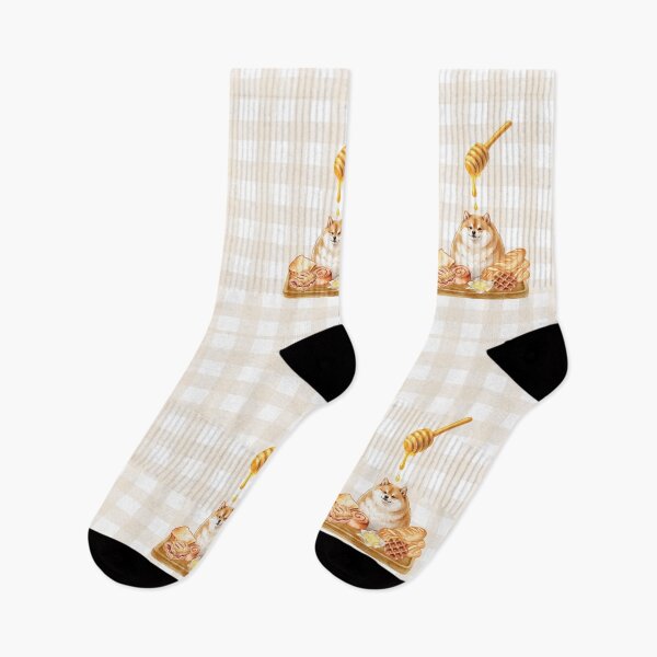 Item preview, Shiba Inu with Honey & Pastries bread waffle butter | , Cute Bakery Check Background designed and sold by QuicksandCase.
