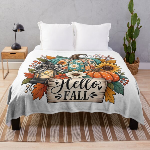 Item preview, Hello Fall Patterned Pumpkin – Rustic Autumn Harvest Design designed and sold by afr-saad.