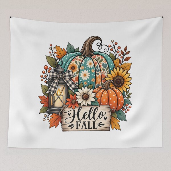 Item preview, Hello Fall Patterned Pumpkin – Rustic Autumn Harvest Design designed and sold by afr-saad.