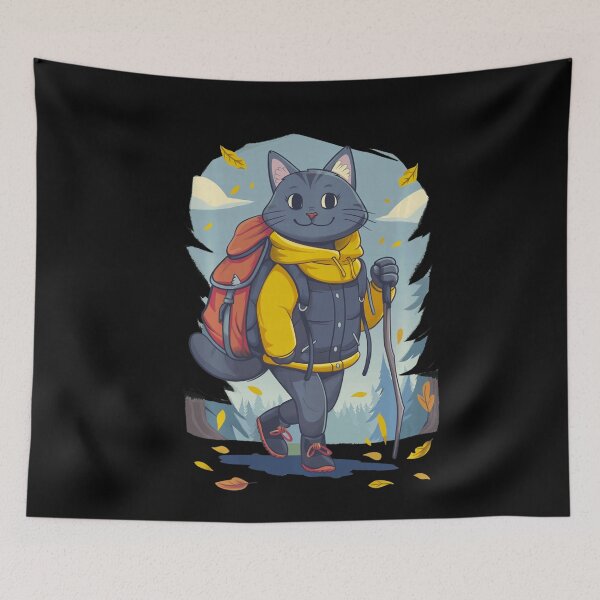 Item preview, Cute Hiking Cat Autumn Mountain Adventure designed and sold by VioletNance.