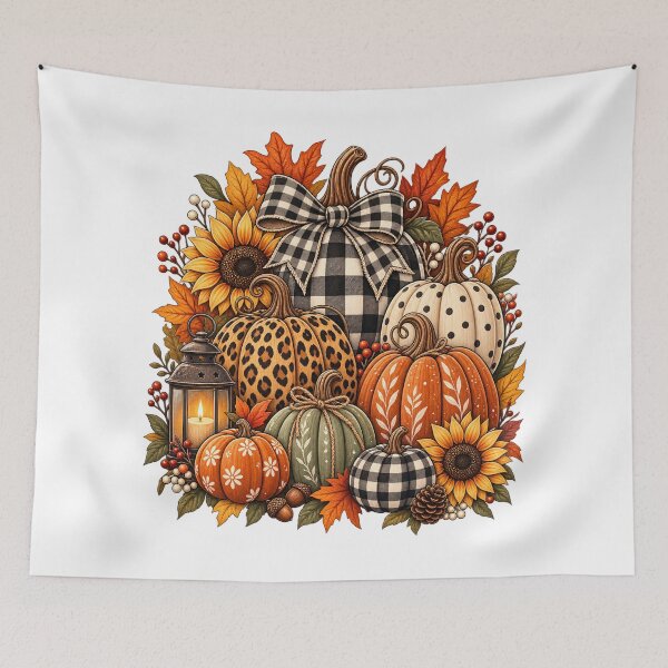 Item preview, Autumn Pumpkin Harvest Boho Buffalo Plaid Fall designed and sold by afr-saad.
