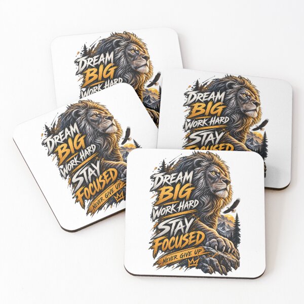 Item preview, Dream Big Work Hard Stay Focused Lion Motivation designed and sold by CreativeMindsetLab.