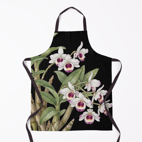 Item preview, Dendrobium Nobile Orchid Vintage Botanical Dark Flora Art Print designed and sold by FreiherrPK.