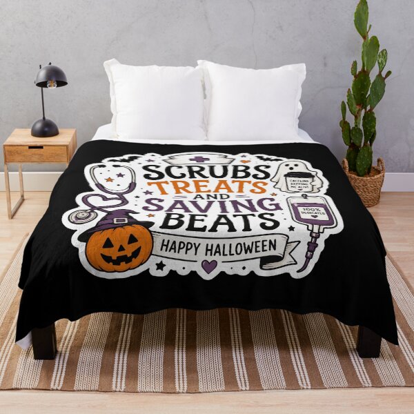 Item preview, NURSE HALLOWEEN scrubs treats and saving beats designed and sold by YNELENT.
