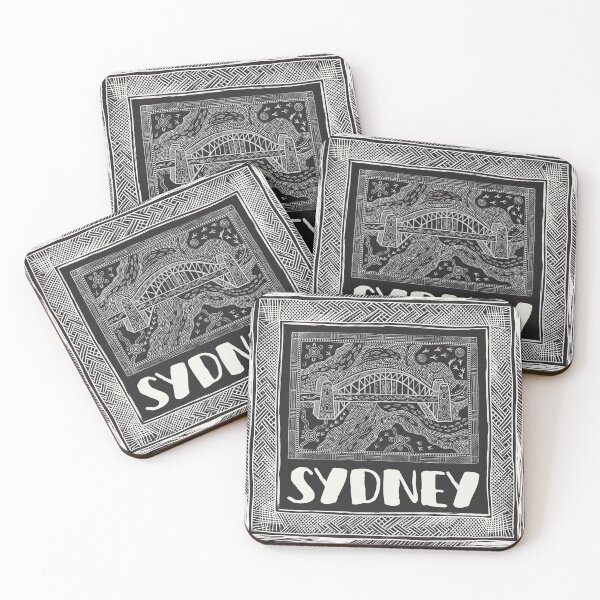 Item preview, Aboriginal Art Sydney Harbour Bridge Indigenous Australian Graphic Print designed and sold by FreiherrPK.