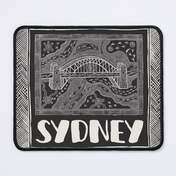 Item preview, Aboriginal Art Sydney Harbour Bridge Indigenous Australian Graphic Print designed and sold by FreiherrPK.