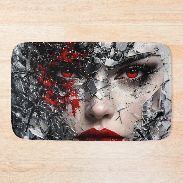 Item preview, Shattered Glass Woman with Red Eyes – Dark Abstract Beauty Art Print designed and sold by Kaleidoscope Print.