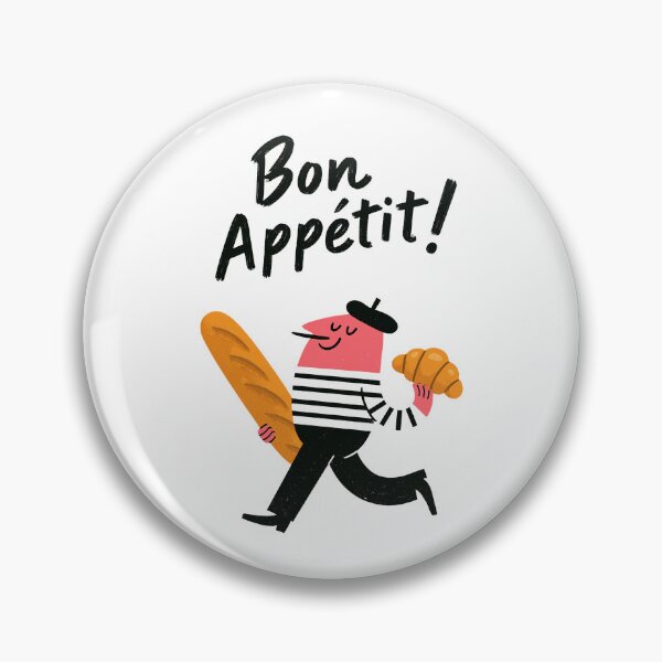 Item preview, Bon Appetit French Baguette Croissant Cute Bakery Illustration designed and sold by Ramona-Gliga.