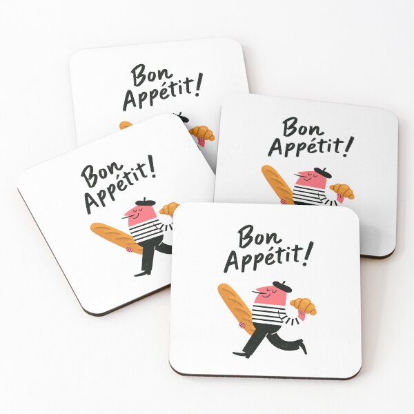 Item preview, Bon Appetit French Baguette Croissant Cute Bakery Illustration designed and sold by Ramona-Gliga.