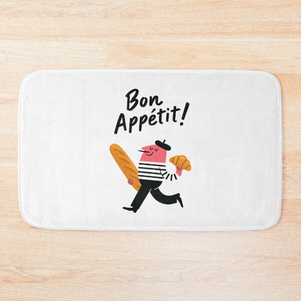 Item preview, Bon Appetit French Baguette Croissant Cute Bakery Illustration designed and sold by Ramona-Gliga.