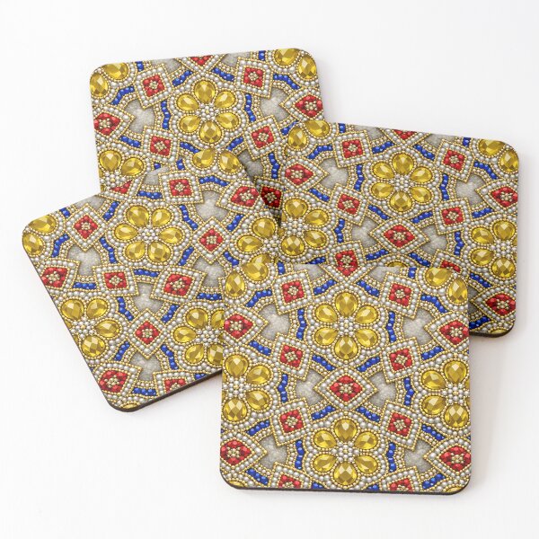 Item preview, Royal Jewel Mandala Pattern – Red Blue Gold Gemstone Mosaic Art designed and sold by Kaleidoscope Print.