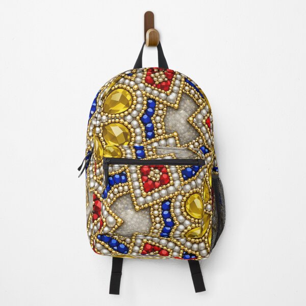 Item preview, Royal Jewel Mandala Pattern – Red Blue Gold Gemstone Mosaic Art designed and sold by Kaleidoscope Print.