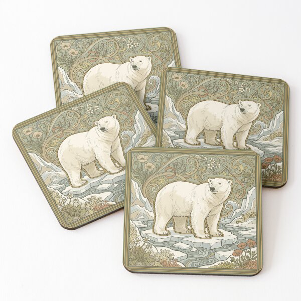 Item preview, Art Nouveau Polar Bear Vintage Arctic Zoologicals Print designed and sold by FreiherrPK.