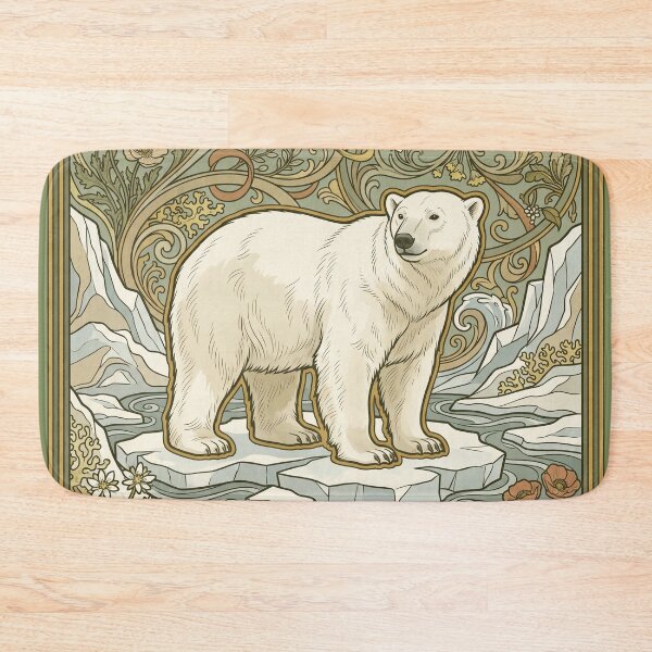 Item preview, Art Nouveau Polar Bear Vintage Arctic Zoologicals Print designed and sold by FreiherrPK.