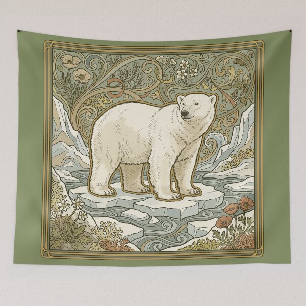 Item preview, Art Nouveau Polar Bear Vintage Arctic Zoologicals Print designed and sold by FreiherrPK.