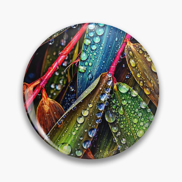 Item preview, Colorful Tropical Leaves with Water Drops – Vibrant Botanical Nature Art Print designed and sold by Kaleidoscope Print.