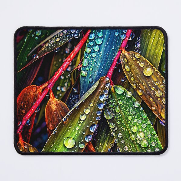 Item preview, Colorful Tropical Leaves with Water Drops – Vibrant Botanical Nature Art Print designed and sold by Kaleidoscope Print.
