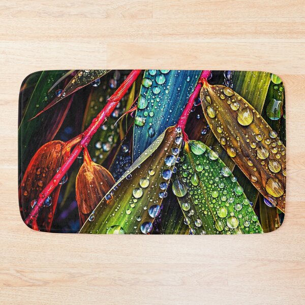Item preview, Colorful Tropical Leaves with Water Drops – Vibrant Botanical Nature Art Print designed and sold by Kaleidoscope Print.