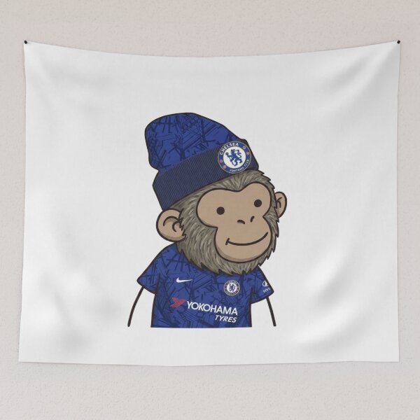 Item preview, Title: Cute Chelsea Fan Monkey Cartoon Art designed and sold by annaarthk.
