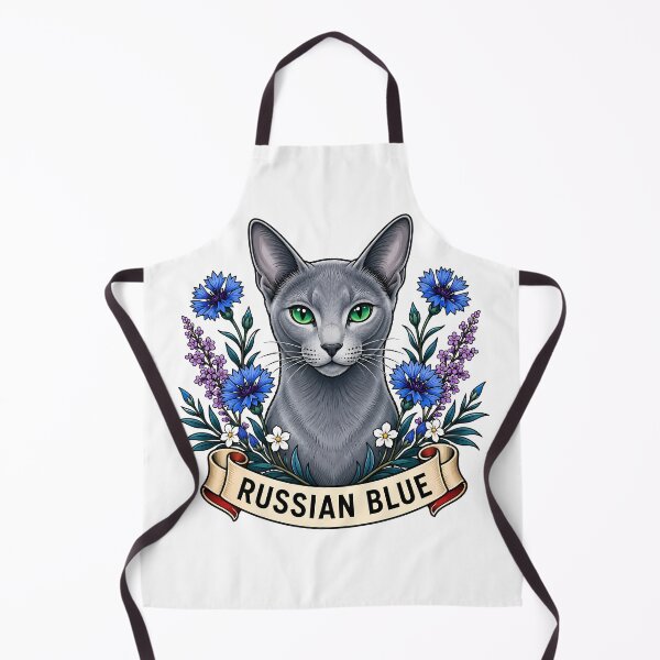 Item preview, Russian Blue Cat Vintage Cornflower Tattoo Art designed and sold by Old's Cool Cat Studio.