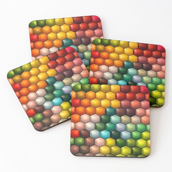Item preview, Colorful 3D Hexagon Pattern – Vibrant Geometric Honeycomb Art Print designed and sold by Kaleidoscope Print.
