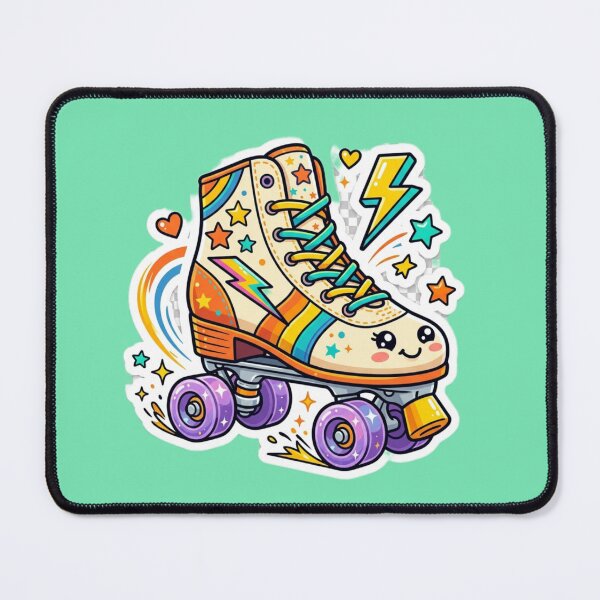 Item preview, Kawaii Retro Roller Skate Sticker with Rainbow and Lightning Bolts designed and sold by Tinydoodlenest .