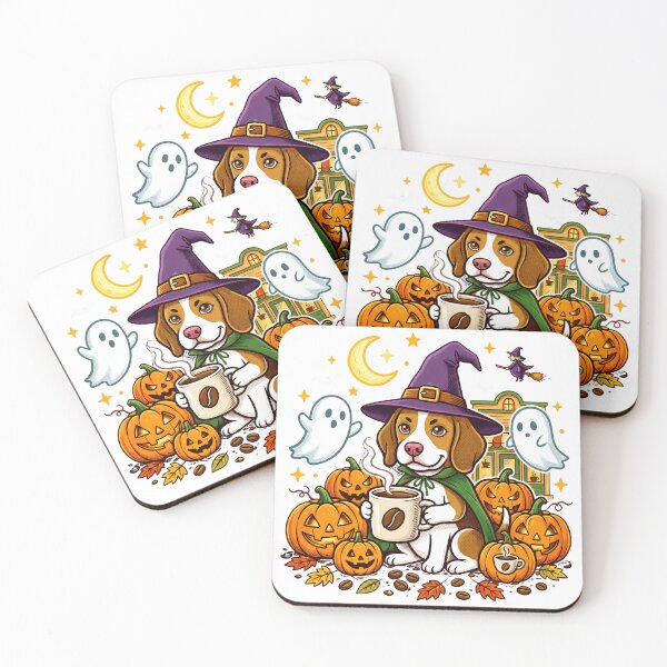 Item preview, Cute Halloween Dog Witch Pumpkin Coffee Magic designed and sold by KathleenR67443.