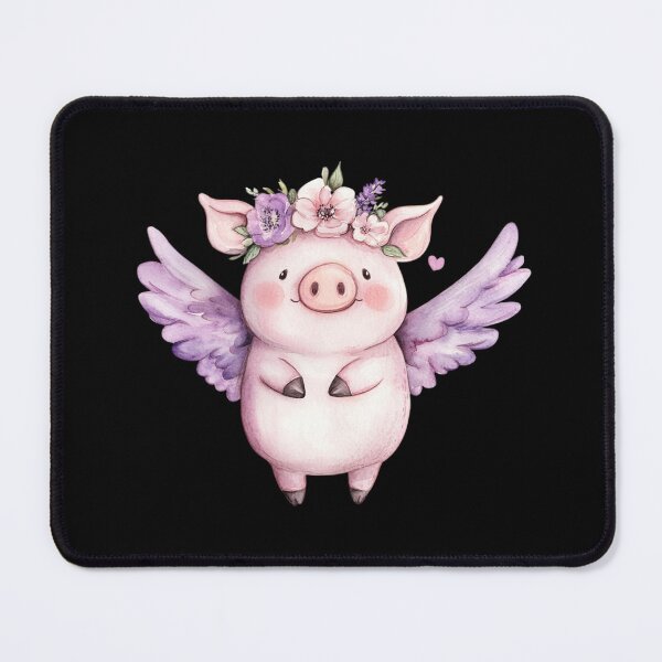 Item preview, Flying Pig with Floral Crown designed and sold by hrendika.