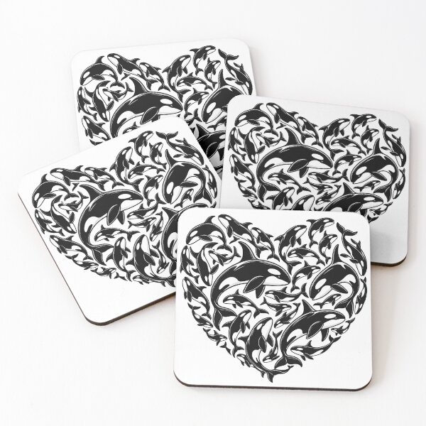 Item preview, Orca Heart Killer Whale Pod Love Cute Orca Silhouette Collage designed and sold by ZIGLWORKS.