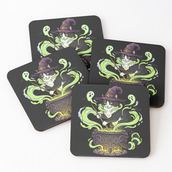 Item preview, Tuxedo Cat Witch Stirring Magic Cauldron Brew designed and sold by MewSpooky.