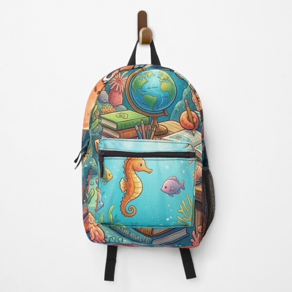 Item preview, Cute Octopus Studying at Wooden Desk Underwater Cartoon Illustration designed and sold by xsctasy.