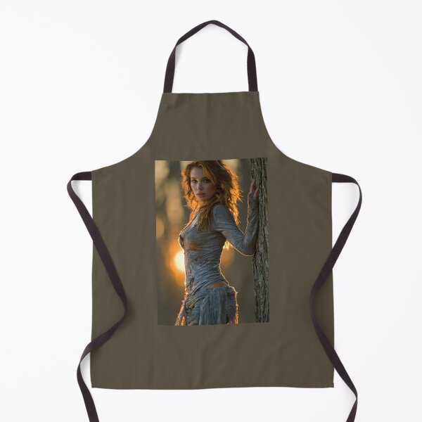 Item preview, Redhead Survivor in Torn Grey at Golden Hour | Apocalyptic Pin-Up for Man Cave & She Shed designed and sold by Synth Seduction.