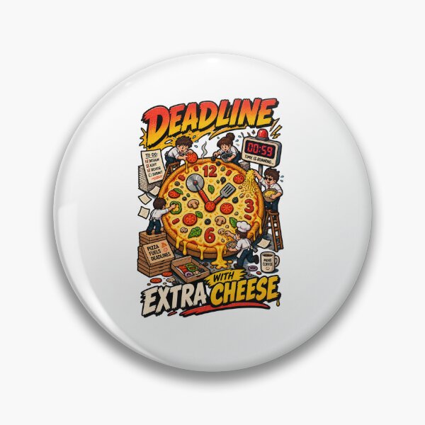 Item preview, Deadline With Extra Cheese – Funny Pizza Deadline Clock Cartoon designed and sold by NarpLTD.