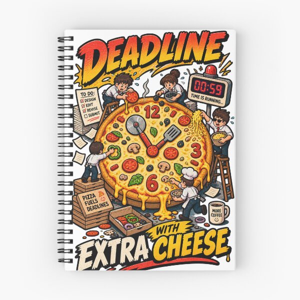 Item preview, Deadline With Extra Cheese – Funny Pizza Deadline Clock Cartoon designed and sold by NarpLTD.