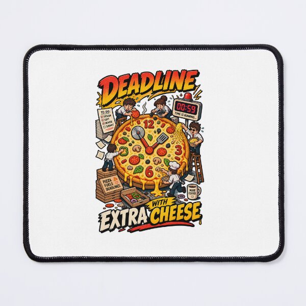 Item preview, Deadline With Extra Cheese – Funny Pizza Deadline Clock Cartoon designed and sold by NarpLTD.