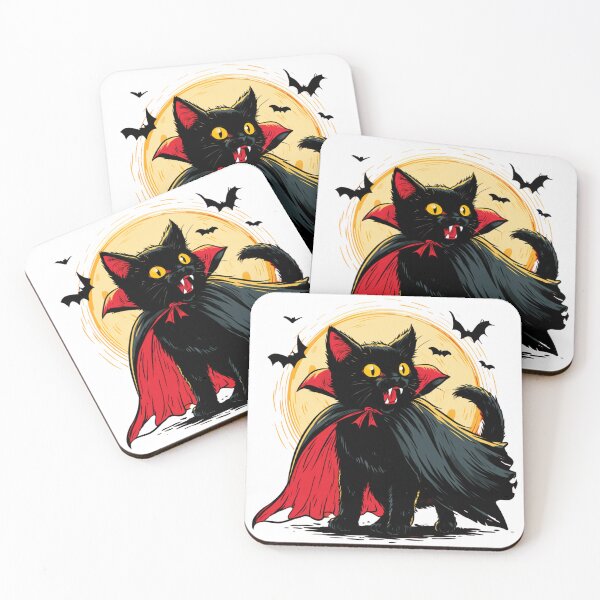 Item preview, Hissing vampire cat in the moonlight: Spooky cute designed and sold by filou designs.