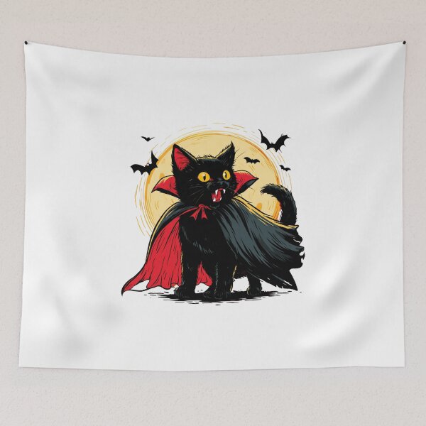 Item preview, Hissing vampire cat in the moonlight: Spooky cute designed and sold by filou designs.