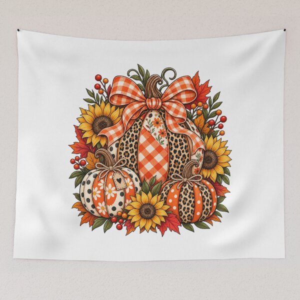 Item preview, Fall Thanksgiving Pumpkin Leopard Sunflower Coquette Bow designed and sold by afr-saad.