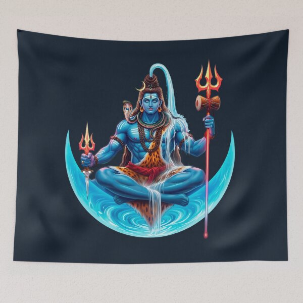 Item preview, Lord Shiva Moon Trident - Hindu Deity Spiritual Art designed and sold by The Sensing Room.