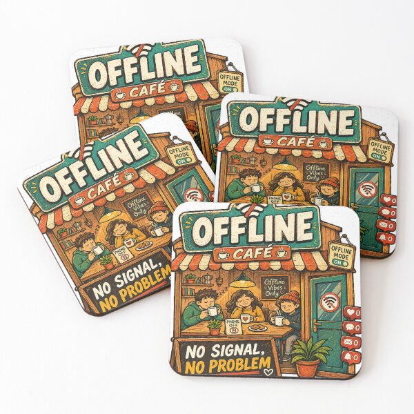 Item preview, Offline Café – No Signal No Problem Funny Coffee & Digital Detox designed and sold by NarpLTD.