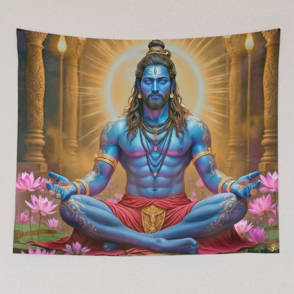 Item preview, Shiva Mahadev with Golden Tattoos – Visionary Goa Adiyogi Sacred Geometry Portrait designed and sold by The Sensing Room.