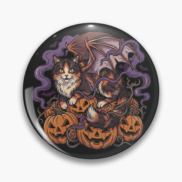 Item preview, Bat Winged Calico Cat Pumpkin Patch Halloween designed and sold by MewSpooky.