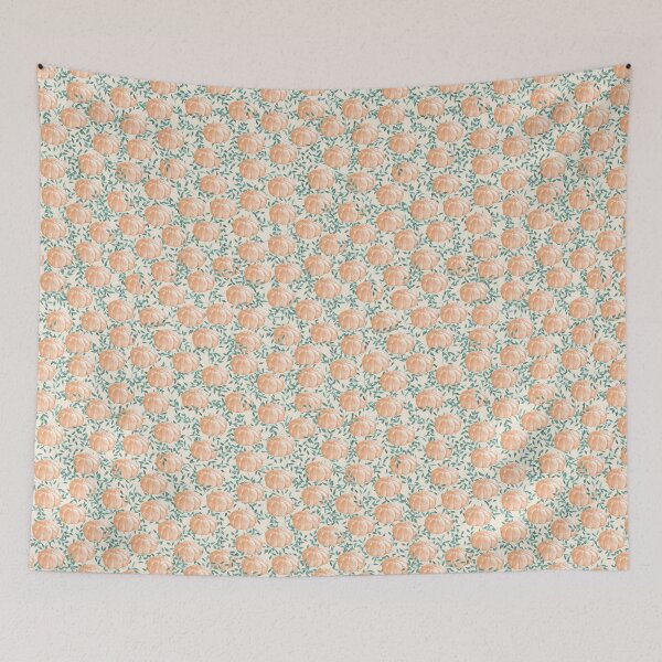 Item preview, Viney Pumpkins Sketched Harvest Pumpkin Patch in Cream designed and sold by FaireWaveArt.