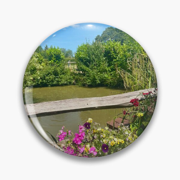 Item preview, Colourful Summer Flowers Beside a Peaceful Garden Pond designed and sold by ThatSurreyLife.