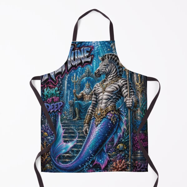 Item preview, Zebra Merman – Neptune’s Ocean Guardian | 90s Airbrush Fantasy designed and sold by Kilian Luc.