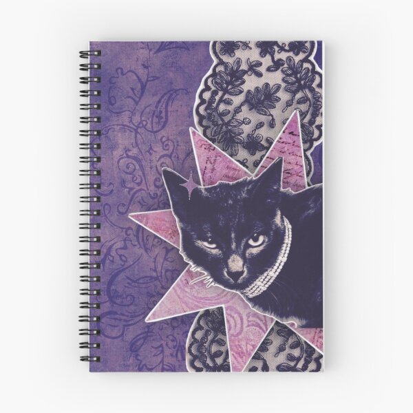 Item preview, Vintage Black Cat & Floral Lace - Dark Coquette Whimsigoth Purple designed and sold by BrontesWhimsyStore.